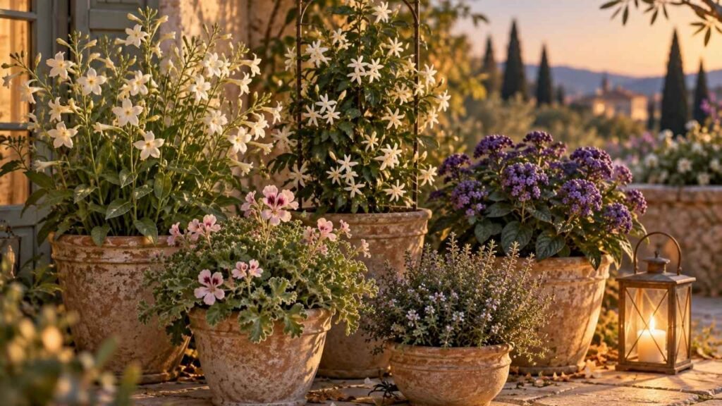 autumn pots in the garden